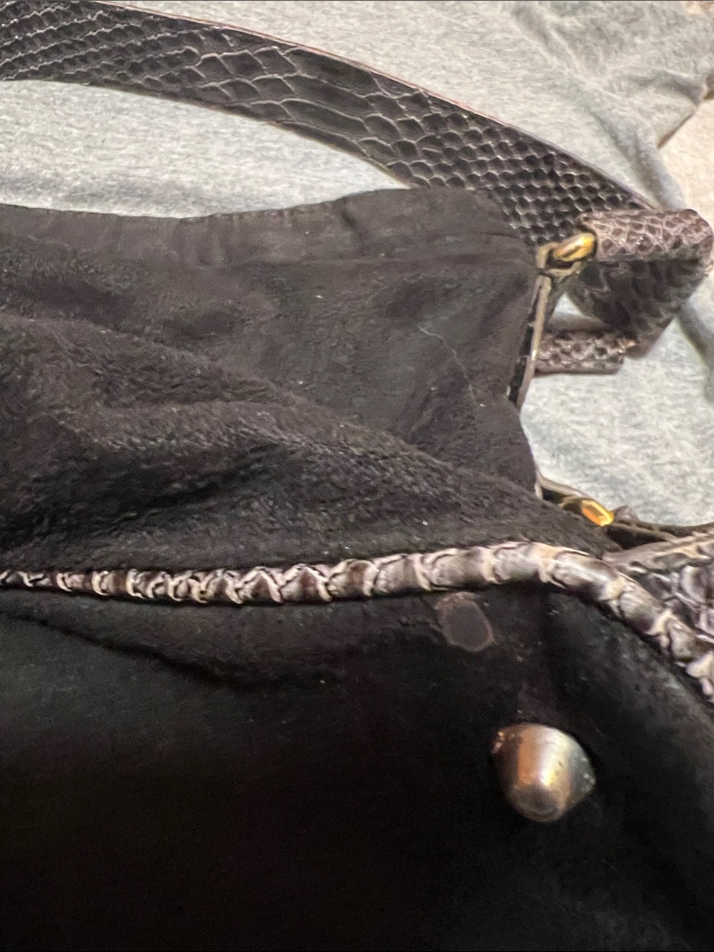 Daisy Fuentes Black Shoulder Bag with Gray Faux Snakeskin Accents - Picture 4 of 5